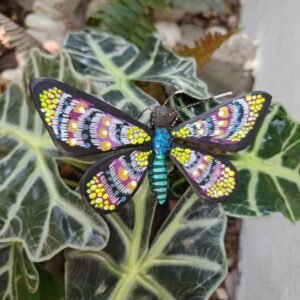 Butterflie Figurine Statue Oaxaca Mexican Folk Art Alebrije Sculpture, Wooden As Mexican Decoration, Made Of Wood And Carved By Hand