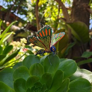 Butterflie Figurine Statue Oaxaca Mexican Folk Art Alebrije Sculpture, Wooden As Mexican Decoration, Made Of Wood And Carved By Hand