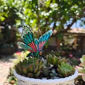 Butterflie Figurine Statue Oaxaca Mexican Folk Art Alebrije Sculpture, Wooden As Mexican Decoration, Made Of Wood And Carved By Hand