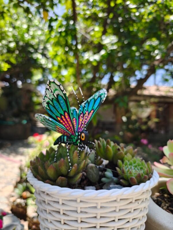 Butterflie Figurine Statue Oaxaca Mexican Folk Art Alebrije Sculpture, Wooden As Mexican Decoration, Made Of Wood And Carved By Hand