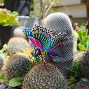 Butterflie Figurine Statue Oaxaca Mexican Folk Art Alebrije Sculpture, Wooden As Mexican Decoration, Made Of Wood And Carved By Hand