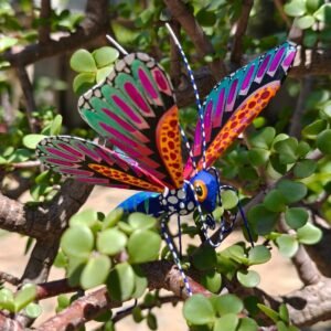 Butterflie Figurine Statue Oaxaca Mexican Folk Art Alebrije Sculpture, Wooden As Mexican Decoration, Made Of Wood And Carved By Hand