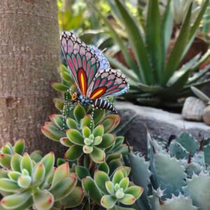 Butterflie Figurine Statue Oaxaca Mexican Folk Art Alebrije Sculpture, Wooden As Mexican Decoration, Made Of Wood And Carved By Hand