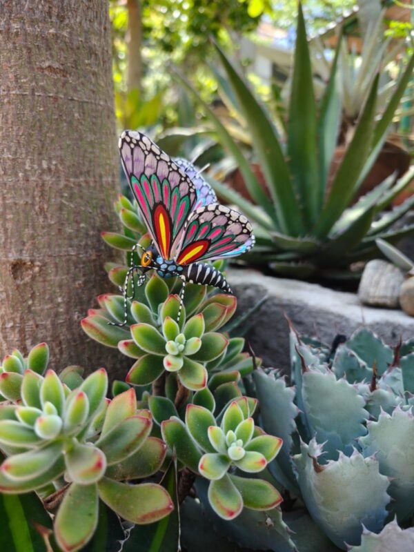 Butterflie Figurine Statue Oaxaca Mexican Folk Art Alebrije Sculpture, Wooden As Mexican Decoration, Made Of Wood And Carved By Hand
