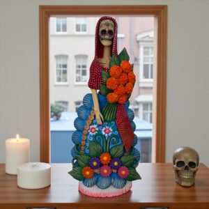 Catrina Skull Frida Kahlo Doll  Michoacan Mexico Made by Artisans Day Of The Dead  Human Skeleton  Mexican Decorations  Sugar Skull 13” T