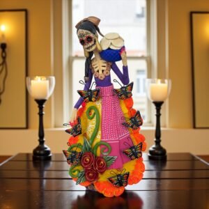 Catrina Skull Frida Kahlo Doll  Michoacan Mexico Made by Artisans Day Of The Dead  Human Skeleton  Mexican Decorations  Sugar Skull 13” T