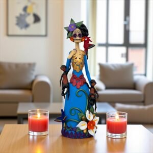 Catrina Skull Frida Kahlo Doll  Michoacan Mexico Made by Artisans Day Of The Dead  Human Skeleton  Mexican Decorations  Sugar Skull 13” T