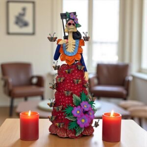 Catrina Skull Frida Kahlo Doll  Michoacan Mexico Made by Artisans Day Of The Dead  Human Skeleton  Mexican Decorations  Sugar Skull 16” T