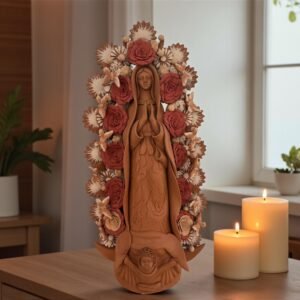 XL Virgin Mary Handmade Clay Piece, Virgen de Guadalupe  Mexican Decoration, Mary Virgin Sculpture,Metepec Estado de México Virgencita 23.7”