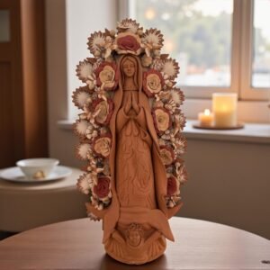 XL Virgin Mary Handmade Clay Piece, Virgen de Guadalupe  Mexican Decoration, Mary Virgin Sculpture,Metepec Estado de México Virgencita 23.7”