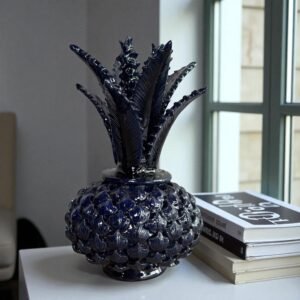 Mexican pottery, Pineapple decor, Mexican decoration, Pineapple sculpture, Glazed clay pineapple, Pottery from Michoacan