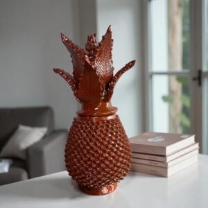 Mexican pottery, Pineapple decor, Mexican decoration, Pineapple sculpture, Glazed clay pineapple, Pottery from Michoacan