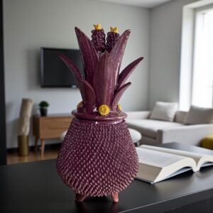 Mexican pottery, Pineapple decor, Mexican decoration, Pineapple sculpture, Glazed clay pineapple, Pottery from Michoacan