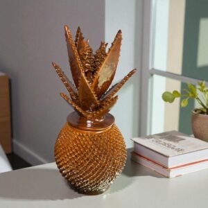 Mexican pottery, Pineapple decor, Mexican decoration, Pineapple sculpture, Glazed clay pineapple, Pottery from Michoacan