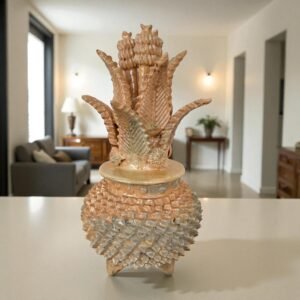 Mexican pottery, Pineapple decor, Mexican decoration, Pineapple sculpture, Glazed clay pineapple, Pottery from Michoacan
