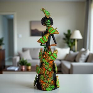 Catrina Skull Frida Kahlo Doll  Michoacan Mexico Made by Artisans Day Of The Dead  Human Skeleton  Mexican Decorations  Sugar Skull 13.8” T