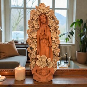 XL Virgin Mary Handmade Clay Piece, Virgen de Guadalupe  Mexican Decoration, Mary Virgin Sculpture, Metepec Estado de México Virgencita 36”