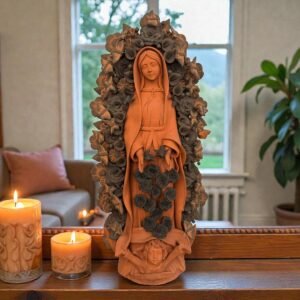 XL Virgin Mary Handmade Clay Piece, Virgen de Guadalupe  Mexican Decoration, Mary Virgin Sculpture, Metepec Estado de México Virgencita 36”