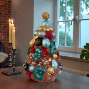 Handcrafted Clay Christmas Tree, Metepec Pottery, Hand Painted Holiday Decor, Folk Art Christmas Decor, Tabletop Tree, Árbol de Navidad
