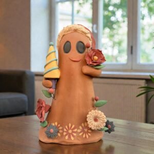 Handmade Mexican Christmas Ghost Sculpture, Clay Holiday Figurine, Metepec Pottery Art, Unique Christmas Home Decor