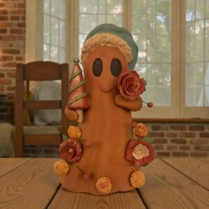 Handmade Mexican Christmas Ghost Sculpture, Clay Holiday Figurine, Metepec Pottery Art, Unique Christmas Home Decor