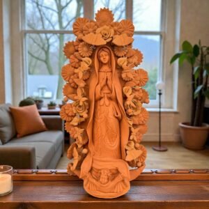 XL Large Virgin Mary clay pieces, Wall hanging  ornaments,  Mexican decoration, Mary Virgin 23.7” sculpture, Technique natural color