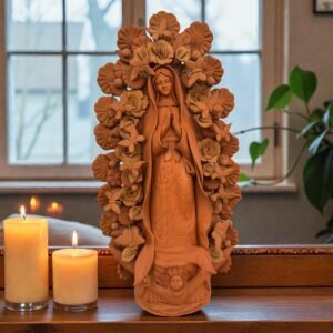 XL Large Virgin Mary clay pieces, Wall hanging  ornaments,  Mexican decoration, Mary Virgin 23.7” sculpture, Technique natural color