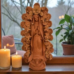 XL Large Virgin Mary clay pieces, Wall hanging  ornaments,  Mexican decoration, Mary Virgin 23.7” sculpture, Technique natural color