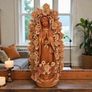 XL Virgin Mary Handmade Clay Piece, Virgen de Guadalupe  Mexican Decoration, Mary Virgin Sculpture, Metepec Estado de México Virgencita 36”