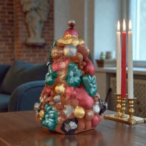 Handcrafted Clay Christmas Tree, Metepec Pottery, Hand Painted Holiday Decor, Folk Art Christmas Decor, Tabletop Tree, Árbol de Navidad