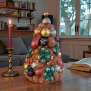 Handcrafted Clay Christmas Tree, Metepec Pottery, Hand Painted Holiday Decor, Folk Art Christmas Decor, Tabletop Tree, Árbol de Navidad