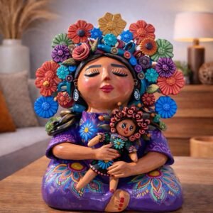 Pachamama Handmade Sculpture – Mexican Mother Earth Art, Colorful Clay Figurine, Spiritual Decor, Indigenous Folk Art, Home Decor Metepec