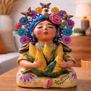 Pachamama Handmade Sculpture – Mexican Mother Earth Art, Colorful Clay Figurine, Spiritual Decor, Indigenous Folk Art, Home Decor Metepec