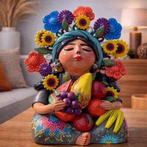 Pachamama Handmade Sculpture – Mexican Mother Earth Art, Colorful Clay Figurine, Spiritual Decor, Indigenous Folk Art, Home Decor Metepec