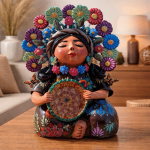Pachamama Handmade Sculpture – Mexican Mother Earth Art, Colorful Clay Figurine, Spiritual Decor, Indigenous Folk Art, Home Decor Metepec