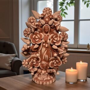 Virgin Mary Handmade Clay Piece, Virgen de Guadalupe  Mexican Decoration, Mary Virgin Sculpture, Metepec Estado de México Virgencita