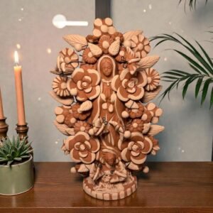 Virgin Mary Handmade Clay Piece, Virgen de Guadalupe  Mexican Decoration, Mary Virgin Sculpture, Metepec Estado de México Virgencita