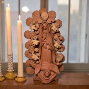 Virgin Mary Handmade Clay Piece, Virgen de Guadalupe  Mexican Decoration, Mary Virgin Sculpture, Metepec Estado de México Virgencita