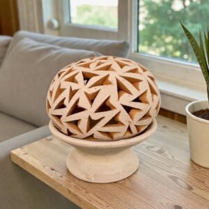 Hand Carved Clay Luminary, Mexican Terracotta Candle Holder, Handmade Geometric Lamp, Oaxaca Artisan Home Decor Santa María Atzompa