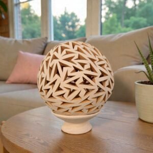 Hand Carved Clay Luminary, Mexican Terracotta Candle Holder, Handmade Geometric Lamp, Oaxaca Artisan Home Decor Santa María Atzompa
