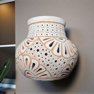 Handmade Clay Wall Sconce, Oaxaca Pottery Light, Santa María Atzompa Wall Luminary, Mexican Terracotta Lamp, Rustic Modern Wall Decor