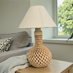 Handcrafted Oaxaca Table Lamp, Santa María Atzompa Clay Lamp, Mexican Ceramic Lamp, Artisan Made Home Decor, Modern Mexican Lighting