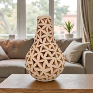 Handmade Clay Vase Santa María Atzompa Oaxaca, White And Brown Mexican Pottery, Rustic Boho Home Decor, Ceramic Planter Or Candle Holder