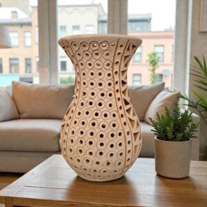 Handmade Clay Vase Santa María Atzompa Oaxaca, White And Brown Mexican Pottery, Rustic Boho Home Decor, Ceramic Planter Or Candle Holder