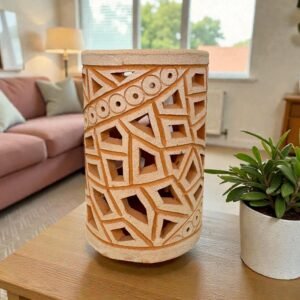 Handmade Clay Vase Santa María Atzompa Oaxaca, White And Brown Mexican Pottery, Rustic Boho Home Decor, Ceramic Planter Or Candle Holder