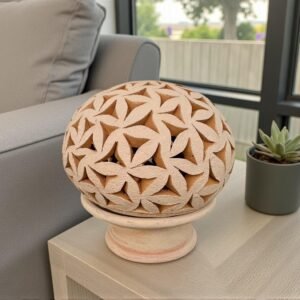Hand Carved Clay Luminary, Mexican Terracotta Candle Holder, Handmade Geometric Lamp, Oaxaca Artisan Home Decor Santa María Atzompa