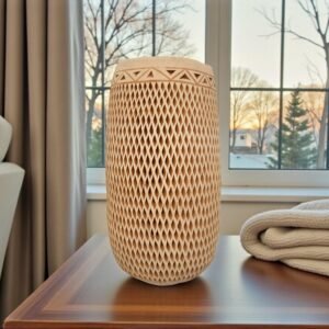 Handmade Clay Vase Santa María Atzompa Oaxaca, White And Brown Mexican Pottery, Rustic Boho Home Decor, Ceramic Planter Or Candle Holder