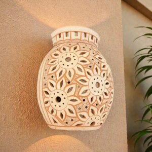 Handmade Clay Wall Sconce, Oaxaca Pottery Light, Santa María Atzompa Wall Luminary, Mexican Terracotta Lamp, Rustic Modern Wall Decor
