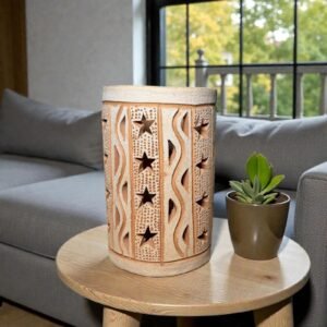 Handmade Clay Vase Santa María Atzompa Oaxaca, White And Brown Mexican Pottery, Rustic Boho Home Decor, Ceramic Planter Or Candle Holder