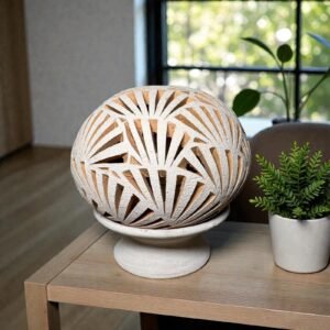 Hand Carved Clay Luminary, Mexican Terracotta Candle Holder, Handmade Geometric Lamp, Oaxaca Artisan Home Decor Santa María Atzompa